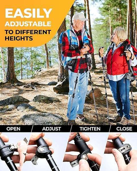 Foxelli Foxelli Trekking Poles: Lightweight, Collapsible Hiking Poles for Men, Women & Seniors - Perfect Balance & Support - View 6 of 11