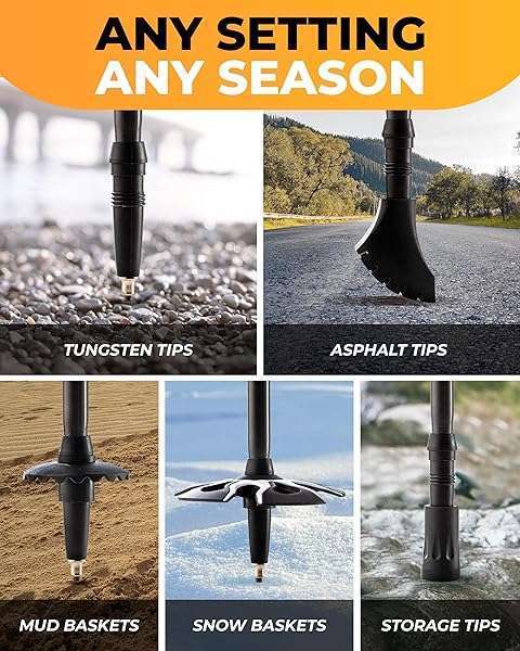 Foxelli Foxelli Trekking Poles: Lightweight, Collapsible Hiking Poles for Men, Women & Seniors - Perfect Balance & Support - View 8 of 11