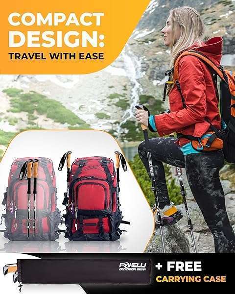 Foxelli Foxelli Trekking Poles: Lightweight, Collapsible Hiking Poles for Men, Women & Seniors - Perfect Balance & Support - View 10 of 11