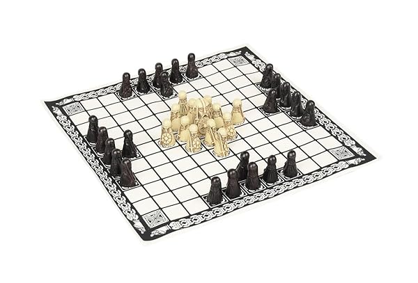 Masters Traditional Games Hnefatafl Board Game Viking Chess Set Masters Edition with Cloth Board and Detailed Resin Pieces Two Player Strategy Game - View 2 of 7