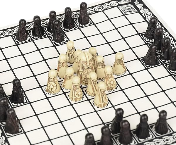 Masters Traditional Games Hnefatafl Board Game Viking Chess Set Masters Edition with Cloth Board and Detailed Resin Pieces Two Player Strategy Game - View 5 of 7