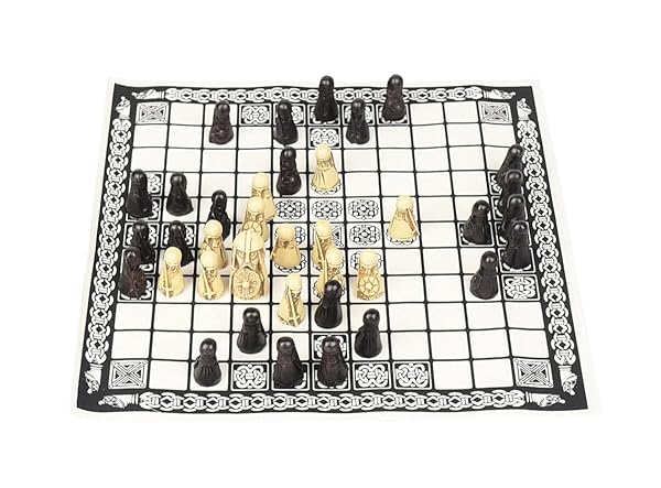 Masters Traditional Games Hnefatafl Board Game Viking Chess Set Masters Edition with Cloth Board and Detailed Resin Pieces Two Player Strategy Game - View 6 of 7