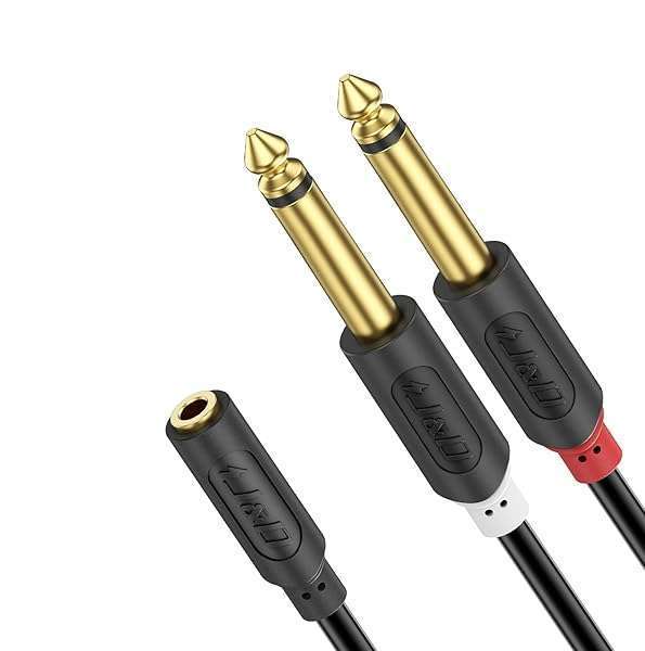 J&D J&D 3.5mm to Dual 1/4 TS Stereo Breakout Cable - Gold Plated 3 Feet Audio Splitter