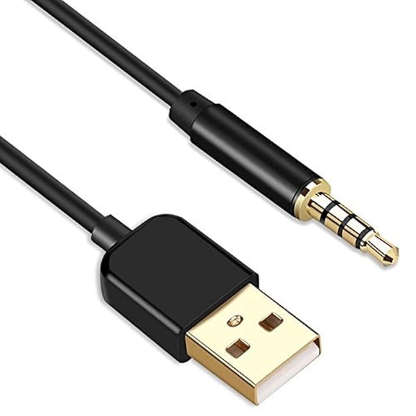AGPTEK 3.5mm Jack to USB 2.0 Charge & Data Sync Cable for MP3/MP4 Players - 0.8m Gold-Plated, Black