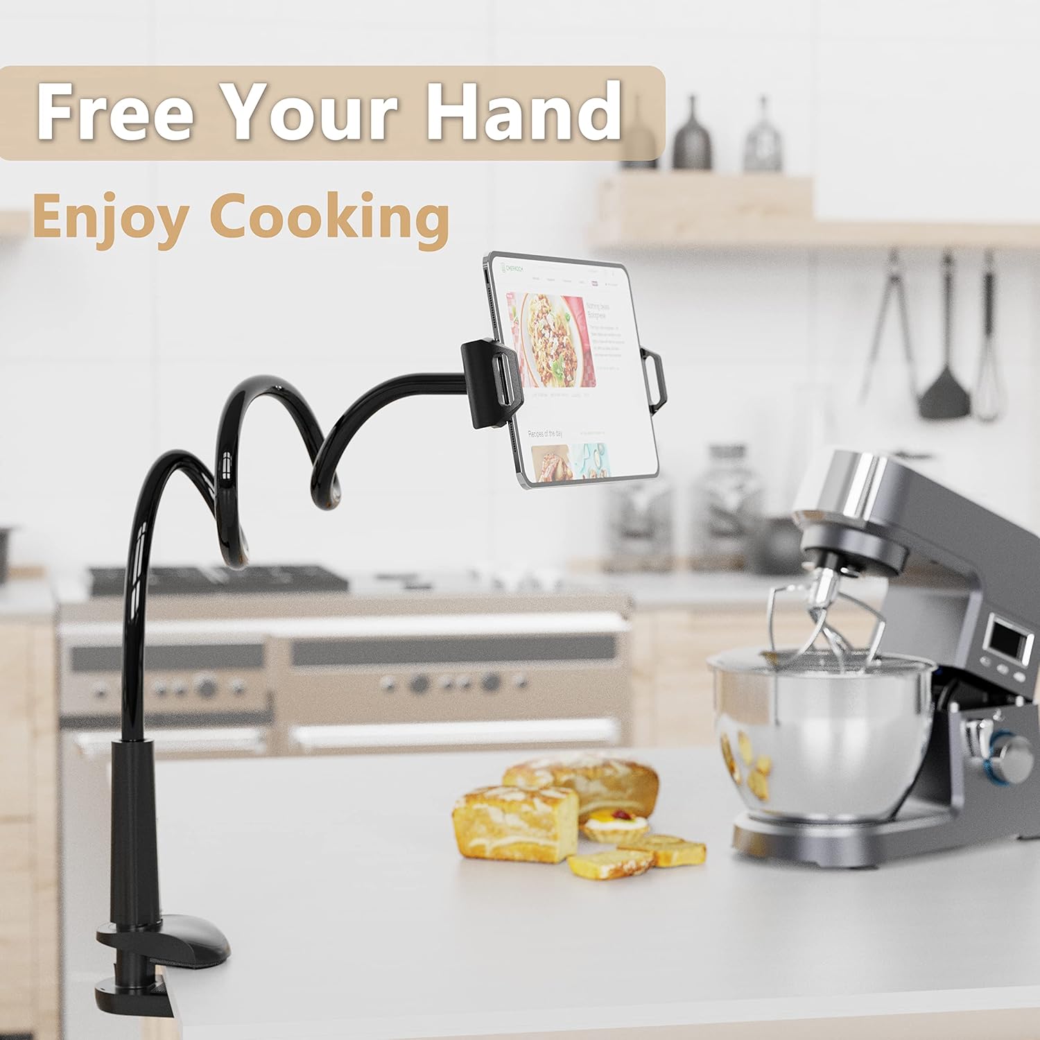 MAGIPEA Flexible Gooseneck Tablet Stand Holder Clip for iPad iPhone Nintendo Switch Samsung Galaxy Tabs and Kindle Fire HD Black - View 3 of 7