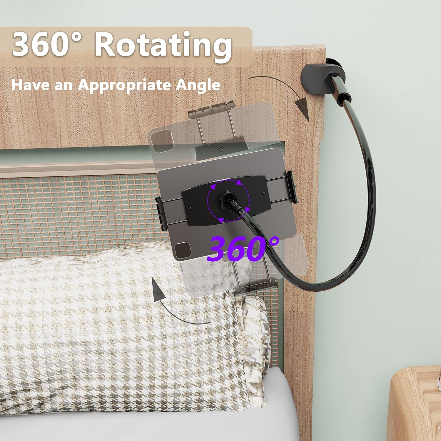 MAGIPEA Flexible Gooseneck Tablet Stand Holder Clip for iPad iPhone Nintendo Switch Samsung Galaxy Tabs and Kindle Fire HD Black - View 6 of 7