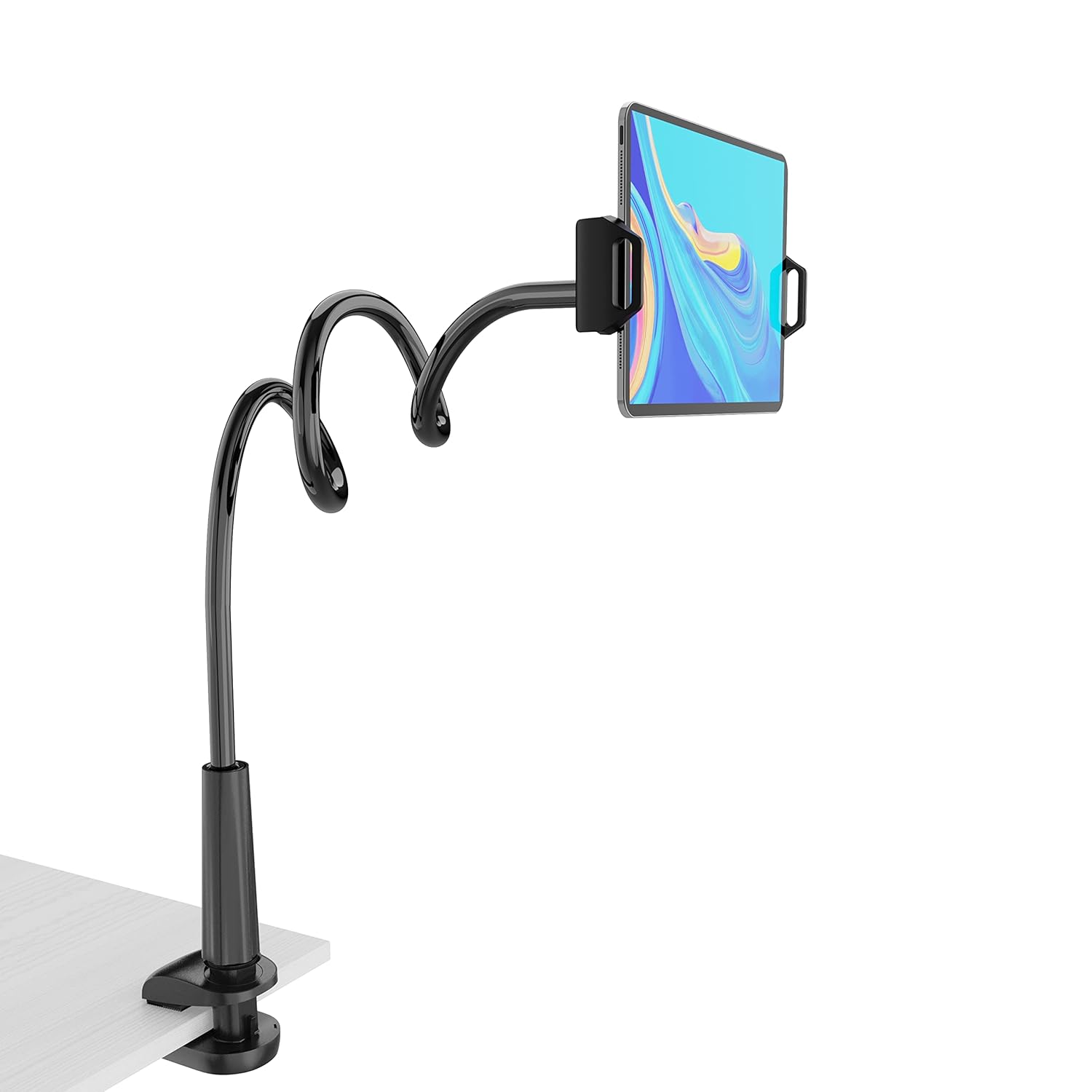 Flexible Gooseneck Tablet Stand Holder Clip for iPad iPhone Nintendo Switch Samsung Galaxy Tabs and Kindle Fire HD Black