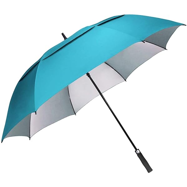 G4Free 62 Inch Extra Large Windproof Golf Umbrella Automatic Open Double Canopy Vented Sun UV Protection Sky Blue
