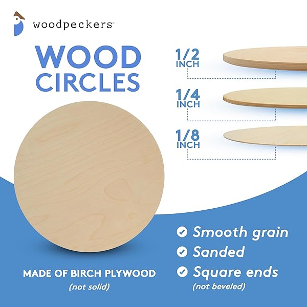 Woodpeckers Wood Circles 12 Inch Birch Plywood Discs Pack of 3 Unfinished Craft Wood Rounds by Woodpeckers - View 6 of 9