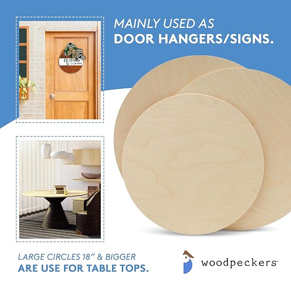 Woodpeckers Wood Circles 12 Inch Birch Plywood Discs Pack of 3 Unfinished Craft Wood Rounds by Woodpeckers - View 7 of 9