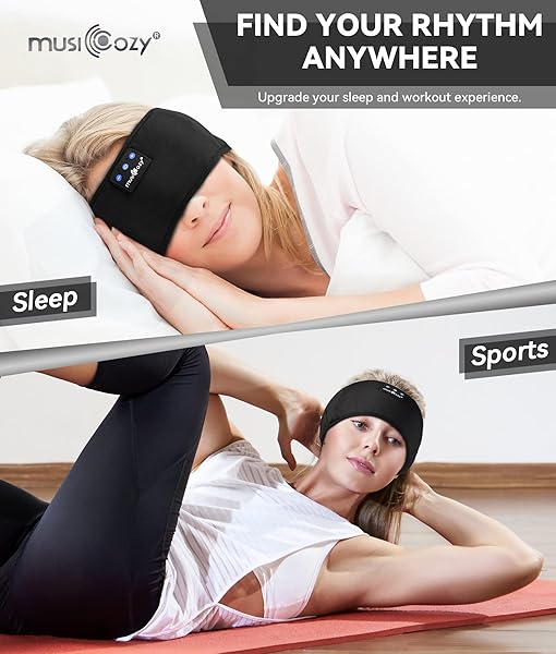 MUSICOZY MUSICOZY Sleep Headphones Headband, Wireless Earbuds Earphones Sweat Resistant with Ultra-Thin HD Stereo Speaker, Bluetooth 5.2 for Workout Running Cool Gadgets Unique Gifts - View 2 of 7