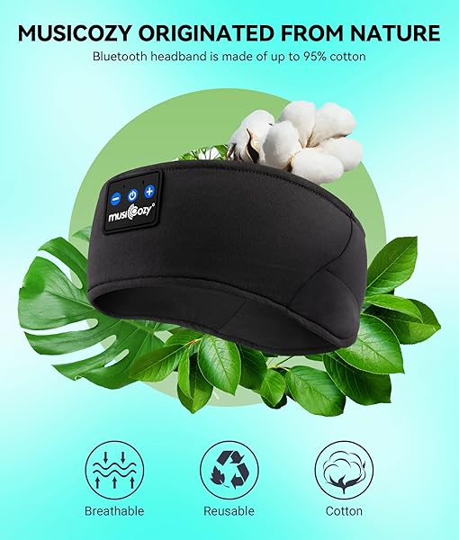 MUSICOZY MUSICOZY Sleep Headphones Headband, Wireless Earbuds Earphones Sweat Resistant with Ultra-Thin HD Stereo Speaker, Bluetooth 5.2 for Workout Running Cool Gadgets Unique Gifts - View 7 of 7