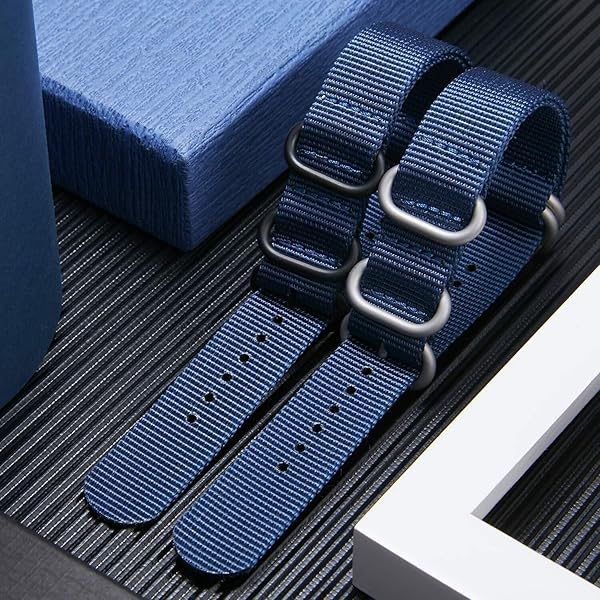 BINLUN BINLUN Premium Nylon Watch Strap Thick Multicolor Bands for Men Women 18mm to 24mm with Heavy Duty Stainless Steel Buckle Blue Silver 20mm - View 3 of 7
