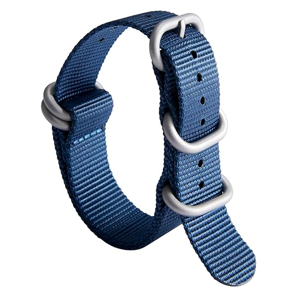 BINLUN BINLUN Premium Nylon Watch Strap Thick Multicolor Bands for Men Women 18mm to 24mm with Heavy Duty Stainless Steel Buckle Blue Silver 20mm