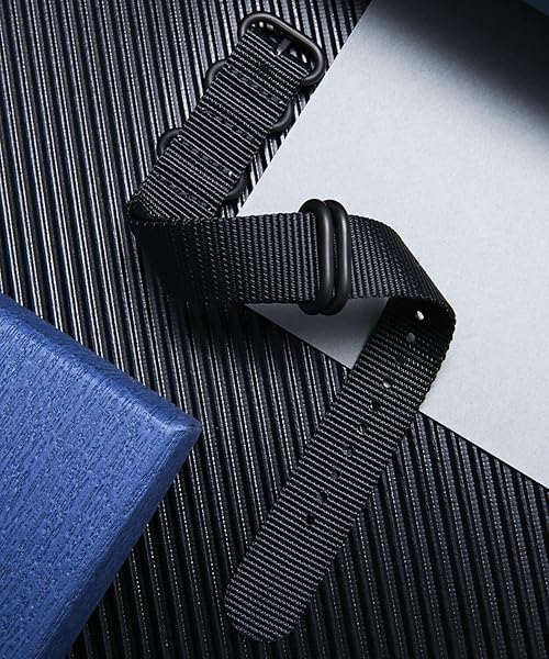 BINLUN BINLUN Premium Nylon Watch Strap Thick Multicolor Bands for Men Women 18mm to 24mm with Heavy Duty Stainless Steel Buckle Black 19mm - View 2 of 7