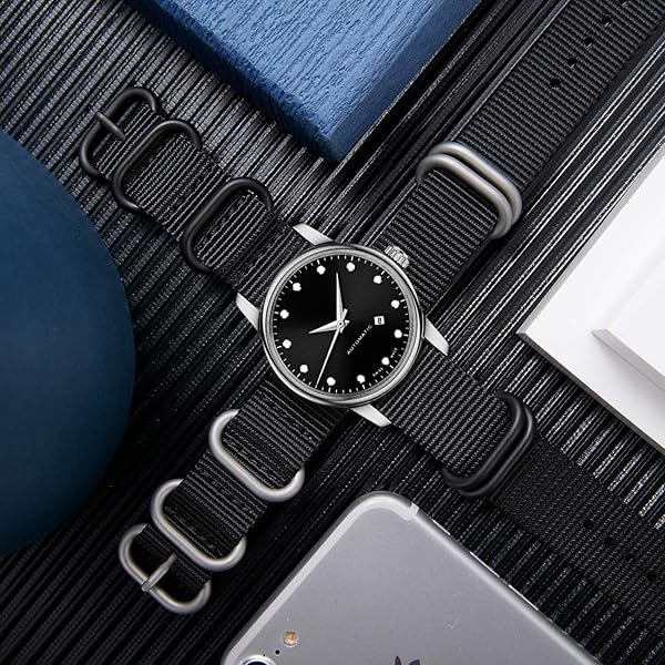 BINLUN BINLUN Premium Nylon Watch Strap Thick Multicolor Bands for Men Women 18mm to 24mm with Heavy Duty Stainless Steel Buckle Black 19mm - View 4 of 7