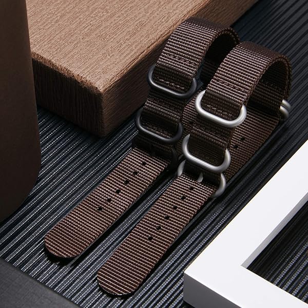 BINLUN BINLUN Thick Nylon Watch Strap Premium Multicolor Bands for Men Women 18mm to 24mm with Heavy Duty Stainless Steel Buckle Brown Black 20mm - View 4 of 6