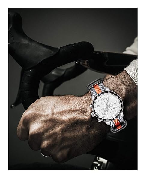 BINLUN BINLUN Thick Nylon Watch Strap Replacement Bands for Men 18mm 20mm 22mm 24mm Military Heavy Duty with Silver Black Buckle Grey Orange 24mm - View 4 of 5