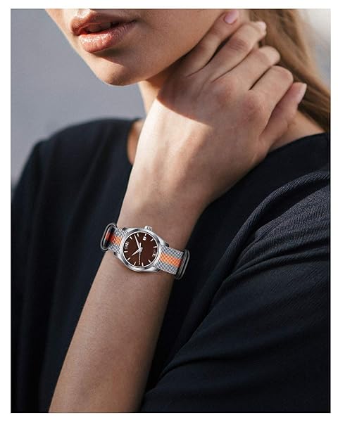 BINLUN BINLUN Thick Nylon Watch Strap Replacement Bands for Men 18mm 20mm 22mm 24mm Military Heavy Duty with Silver Black Buckle Grey Orange 24mm - View 5 of 5