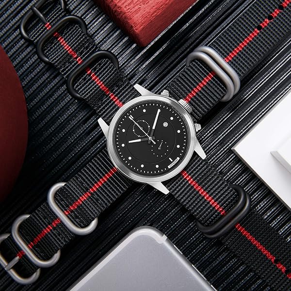 BINLUN BINLUN Thick Nylon Watch Strap Replacement Bands for Men 18mm 20mm 22mm 24mm Military Style with Heavy Duty 5 Rings and Black Buckle - View 5 of 7