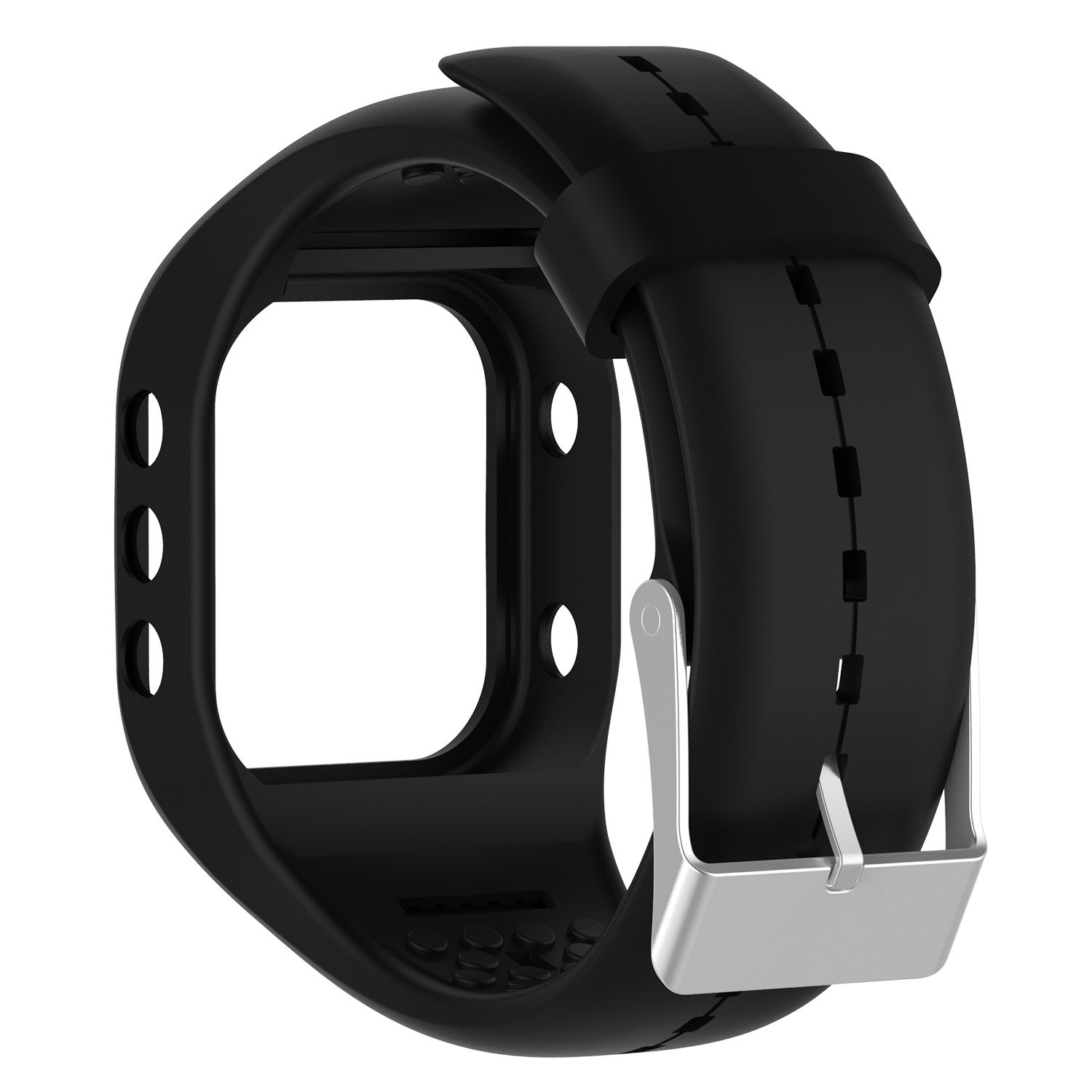 QGHXO Soft Adjustable Silicone Replacement Band for Polar A300 Watch Black