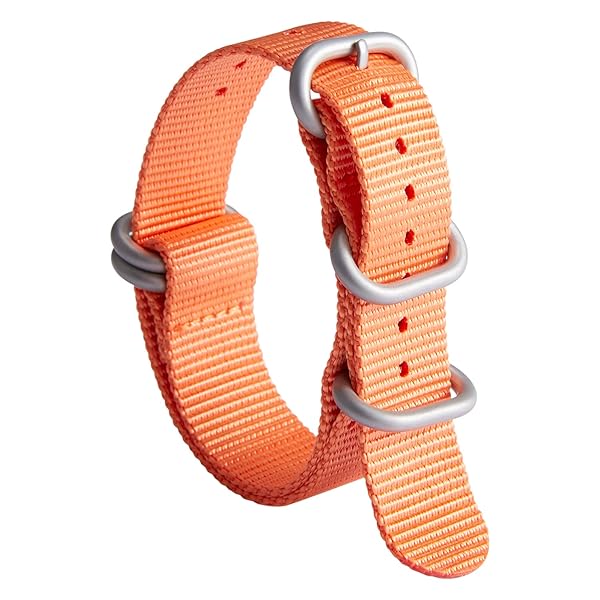 BINLUN Premium Nylon Watch Strap Thick Multicolor Bands for Men Women 18mm to 24mm with Heavy Duty Stainless Steel Buckle Orange Silver