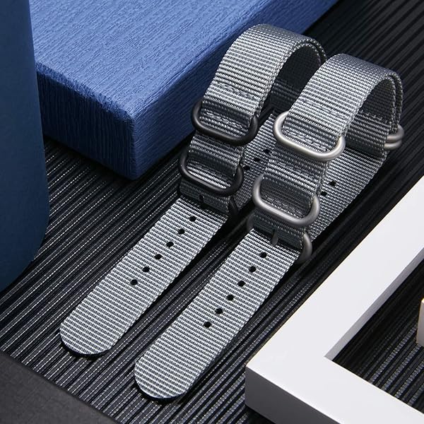 BINLUN BINLUN Premium Nylon Watch Strap Thick Multicolor Bands for Men Women 18mm to 24mm with Heavy Duty Stainless Steel Buckle Grey Black 18mm - View 3 of 6