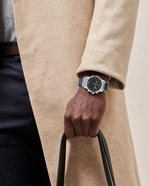 BINLUN BINLUN Thick Nylon Watch Strap Premium Multicolor Bands for Men Women 18mm to 24mm with Heavy Duty Stainless Steel Buckle Grey Black 23mm - View 6 of 6