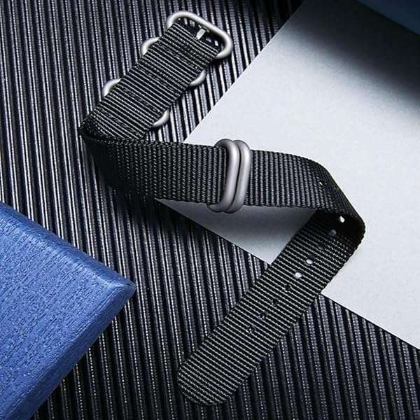 BINLUN BINLUN Nylon Watch Strap Thick Premium Ballistic Multicolor Bands for Men Women 18mm 19mm 20mm 21mm 22mm 23mm 24mm with Military Heavy Duty 5 Rings Stainless Steel Buckle(BLack-Silver,23mm) - View 4 of 10