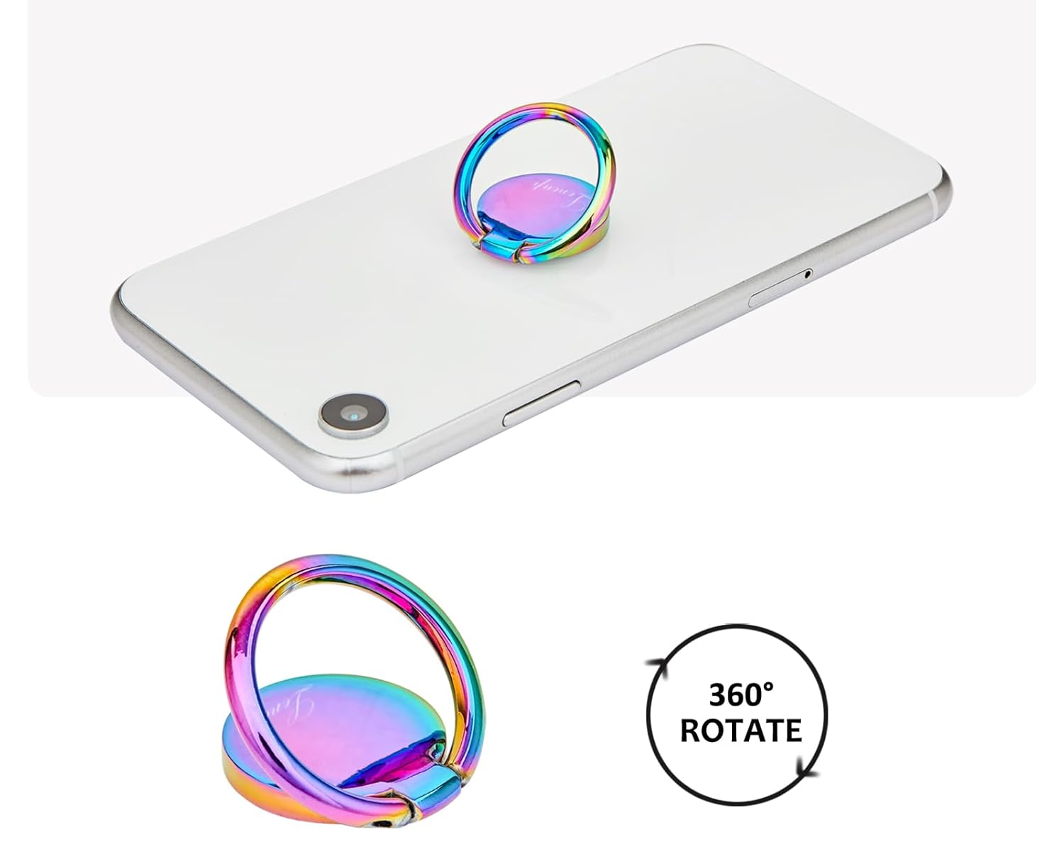 lenoup Lenoup Rainbow Cell Phone Ring Stand Holder 360 Rotation Metal Finger Grip for All Phones and Pads Blue Multicolor Kickstand - View 5 of 7