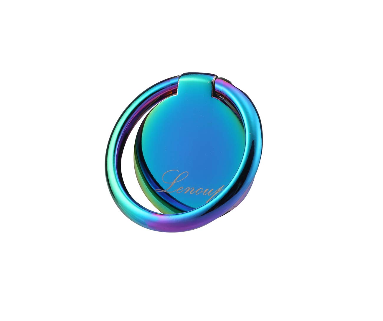 Lenoup Rainbow Cell Phone Ring Stand Holder 360 Rotation Metal Finger Grip for All Phones and Pads Blue Multicolor Kickstand