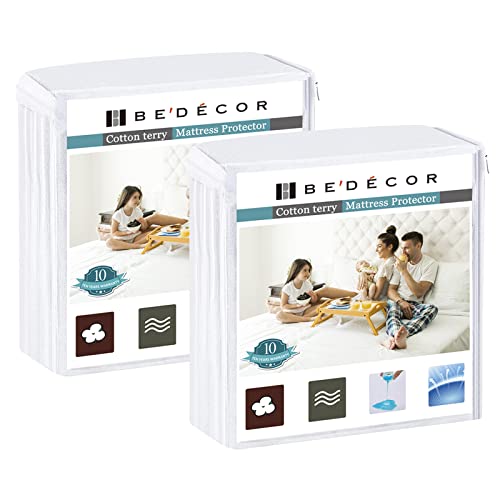 Bedecor Bedecor 2 Packs Twin Mattress Protector Waterproof Protection Soft Cotton Terry Top Cover,Mattress Cover 38"Ã—75" for Babies Pregnant Women Incontinent Persons Deep Pocket to 18" White