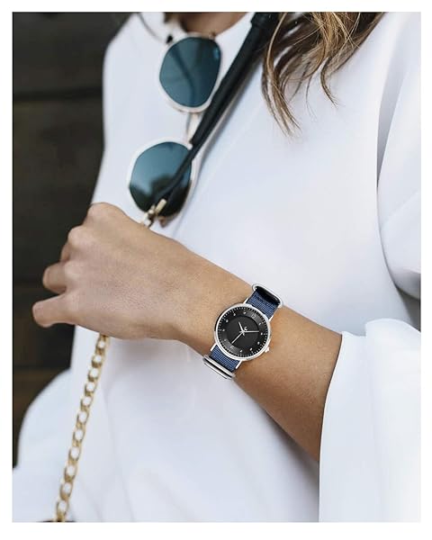 BINLUN BINLUN Premium Nylon Watch Strap Thick Multicolor Bands for Men Women 18mm to 24mm with Heavy Duty Stainless Steel Buckle Blue Silver - View 6 of 7