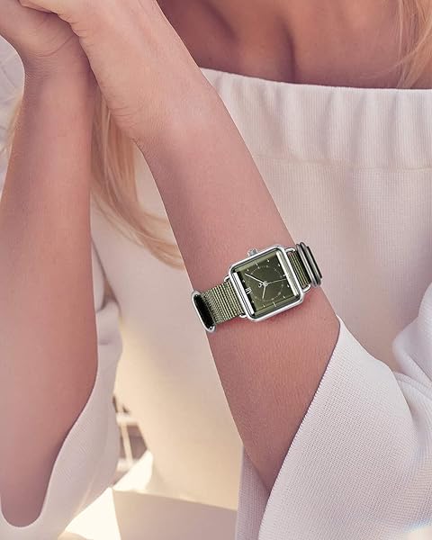 BINLUN BINLUN Thick Nylon Watch Strap Premium Multicolor Bands for Men Women 18mm to 24mm with Heavy Duty Stainless Steel Buckle Green Silver 23mm - View 5 of 7