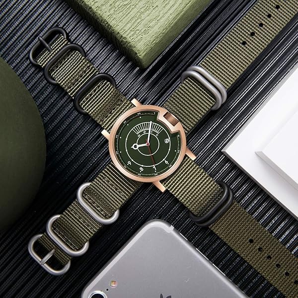 BINLUN BINLUN Premium Nylon Watch Strap Thick Multicolor Bands for Men Women 18mm to 24mm with Heavy Duty Stainless Steel Buckle Green Silver 19mm - View 4 of 7