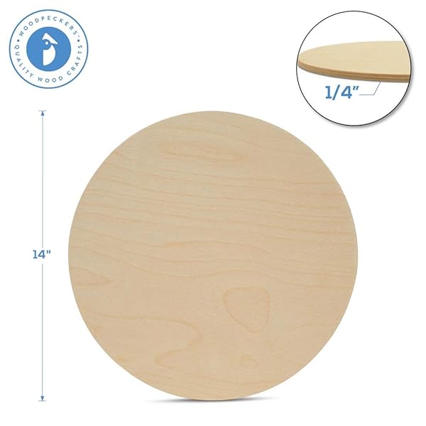 Woodpeckers Wood Circles 14 Inch Birch Plywood Discs 1/4 Inch Thick Unfinished Craft Wood Rounds Pack of 1 by Woodpeckers - View 2 of 9