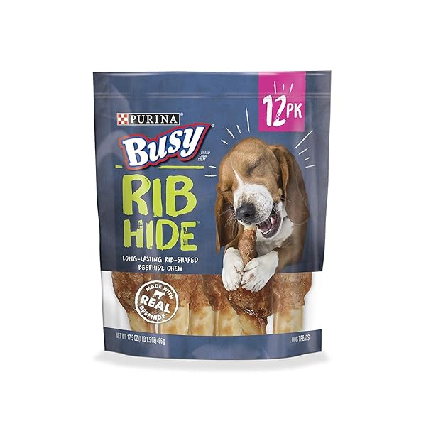 Purina Busy PURINA Busy Rawhide Treats for Small/Medium Dogs - 12 ct Rib Hide Pouch
