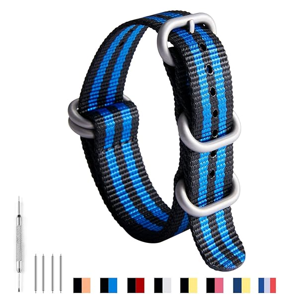 BINLUN BINLUN Premium Nylon Watch Strap Thick Multicolor Bands for Men Women 18mm to 24mm with Heavy Duty Stainless Steel Buckle - View 2 of 7