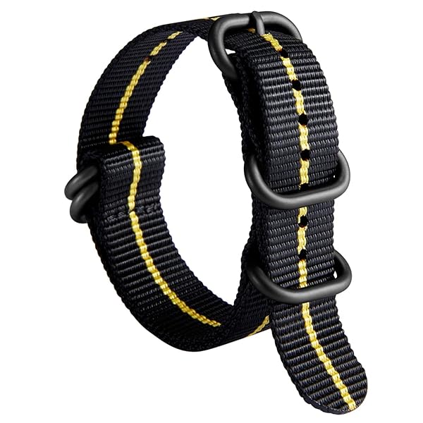 BINLUN BINLUN Thick Nylon Watch Strap Replacement Bands for Men 18mm 20mm 22mm 24mm Military Heavy Duty with Silver Black Stainless Steel Buckle