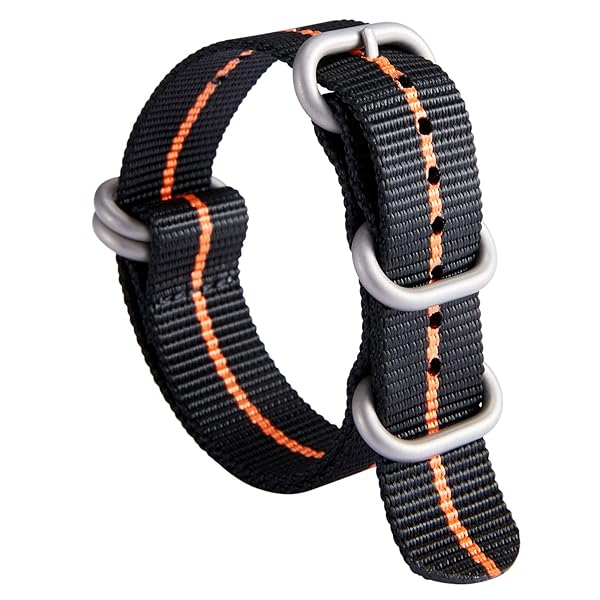BINLUN BINLUN Thick Nylon Watch Strap Replacement Bands for Men 18mm 20mm 22mm 24mm Military Heavy Duty with Silver Black Buckle
