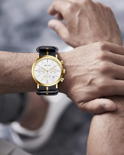 BINLUN BINLUN Thick Nylon Watch Strap Replacement Bands for Men 18mm 20mm 22mm 24mm Military Heavy Duty with Silver Black Stainless Steel Buckle - View 3 of 7