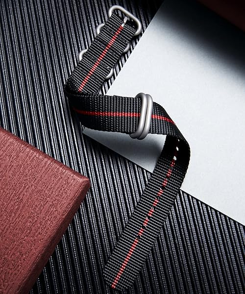 BINLUN BINLUN Thick Nylon Watch Strap Replacement Bands for Men 18mm 20mm 22mm 24mm Military Heavy Duty with Silver Black Stainless Steel Buckle - View 3 of 7
