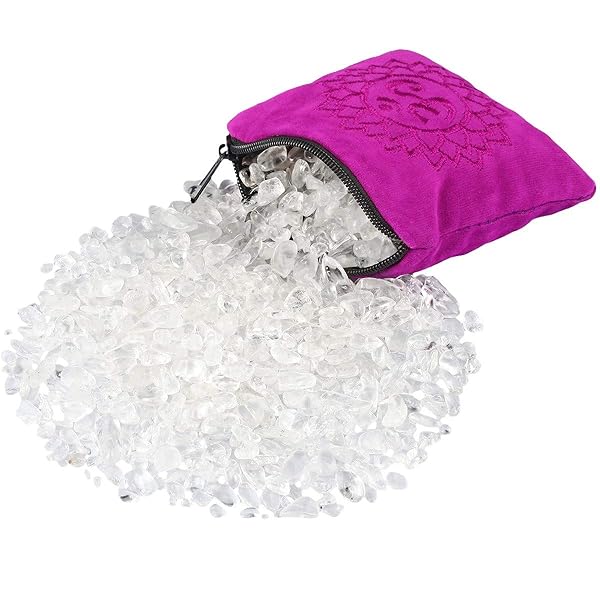 SUNYIK SUNYIK Natural Rock Quartz Tumbled Chip Stone Crown Chakra Crystal Pillow for Healing Reiki and Display Stand Sphere Sculpture Figurine