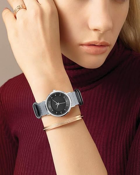 BINLUN BINLUN Premium Nylon Watch Strap Thick Multicolor Bands for Men Women 18mm to 24mm with Heavy Duty Stainless Steel Buckle Grey Black 21mm - View 5 of 6