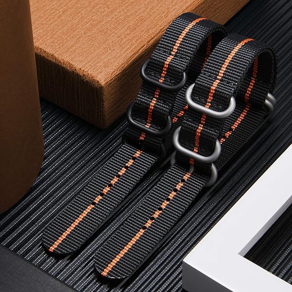BINLUN BINLUN Thick Nylon Replacement Watch Strap for Men 18mm 20mm 22mm 24mm Military Heavy Duty with Silver Black Stainless Steel Buckle - View 6 of 7