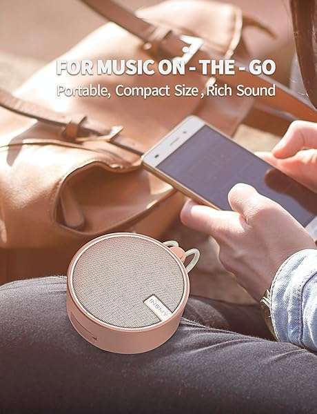 INSMY INSMY C12 Waterproof Bluetooth Speaker: Portable, Loud & Clear Sound for Outdoor Adventures - Perfect Gift in Cashmere Pink - View 5 of 10