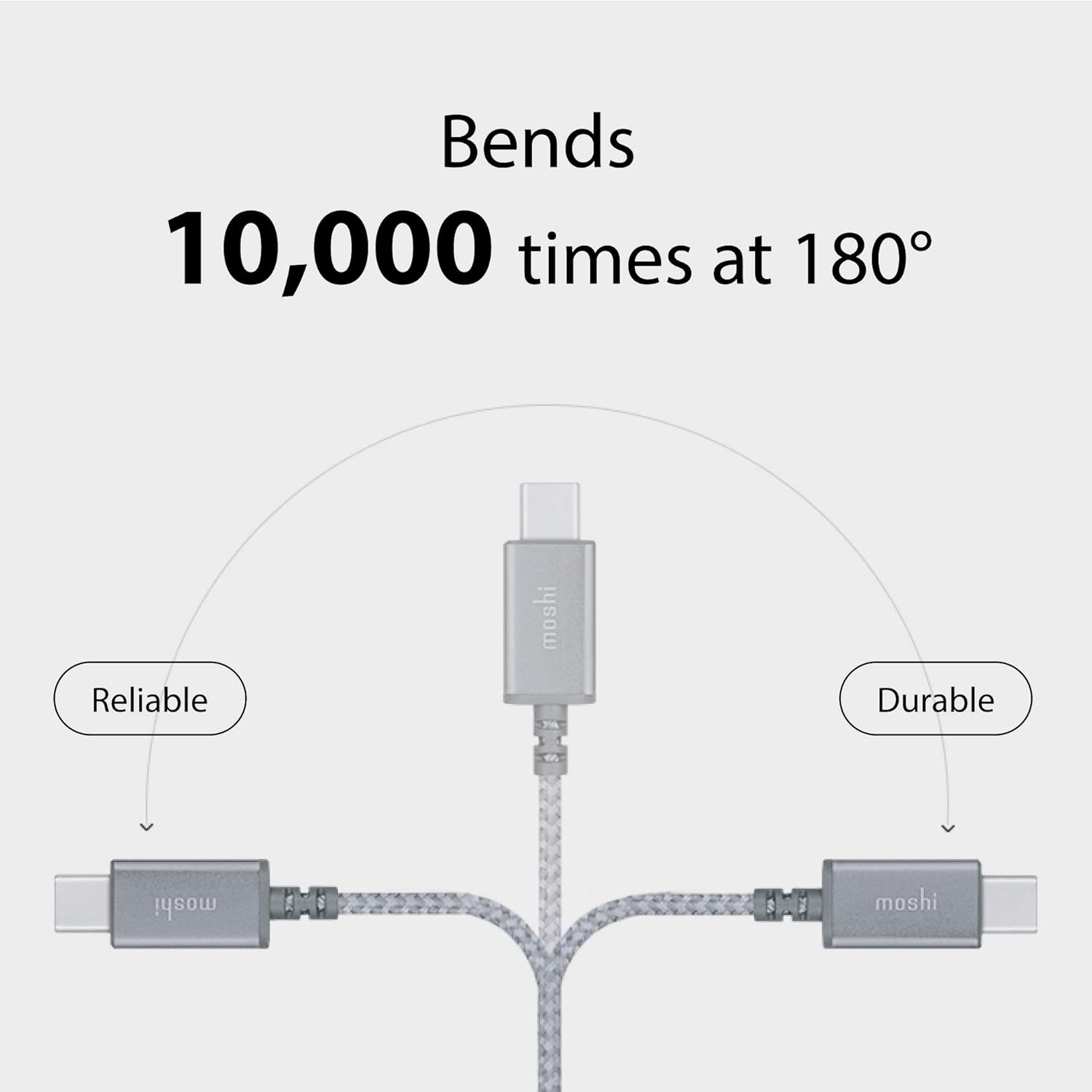 Moshi Moshi Integra USB C to USB A Charge Cable 0.8 ft Fast Charging Durable 10000 Bend Cycles - View 4 of 7