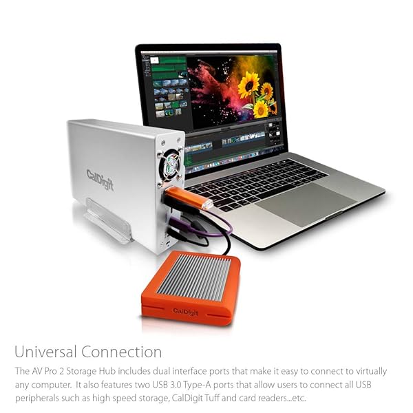 CalDigit CalDigit AV Pro 2 USB C External Hard Drive Storage Hub 30W Charging Compatible with USB-C Thunderbolt Type-C Computers 0TB Enclosure Kit - View 6 of 10