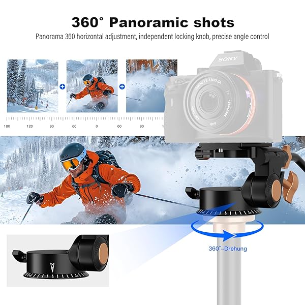 soonpho Soonpho Q-08S Heavy Duty Video Camera Tripod Fluid Drag Pan Head with Extended Handle for DSLR Camera,Camcorders,1/4 & 3/8 inch Screw Sliding Plate 360 Degree Rotating Tripod Head - View 3 of 9