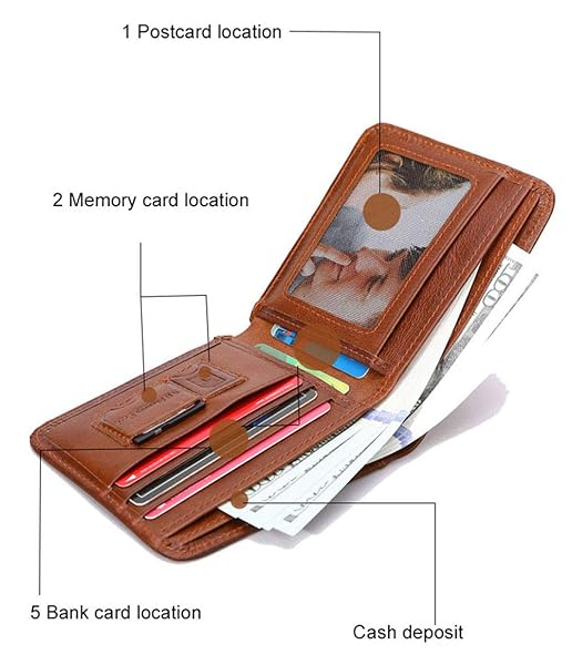 SMART LB Clever Anti-Lost Wallet with Alarm Bluetooth Position Record Cowhide Leather Vintage Retro Style Trackable Intelligent Minimalist Purse Black - View 2 of 6